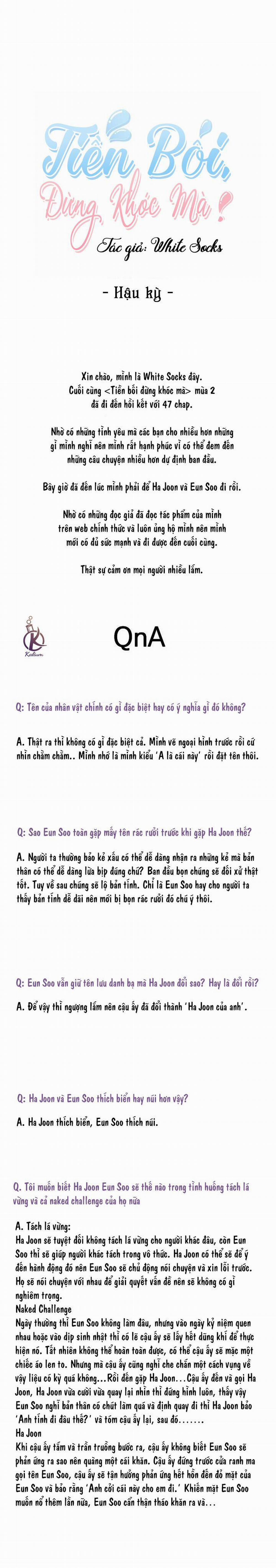 Tiền Bối, Đừng Khóc Mà! 47.6: Hậu Kỳ trang 0